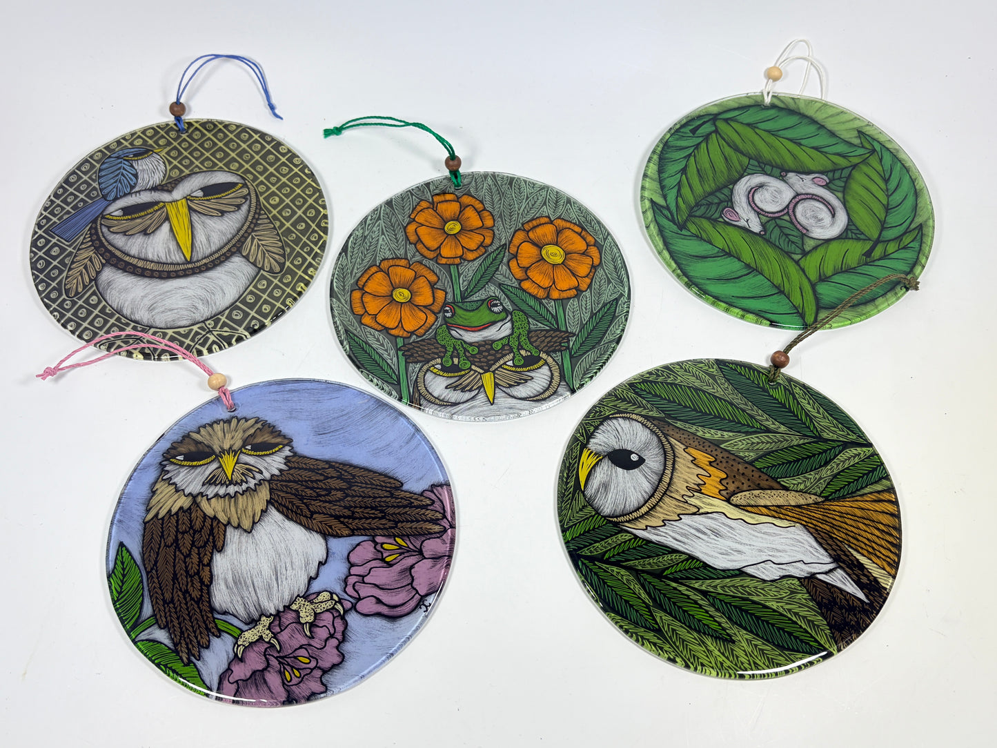 5.5 inch fused glass suncatcher by Silly Dog Art Glass