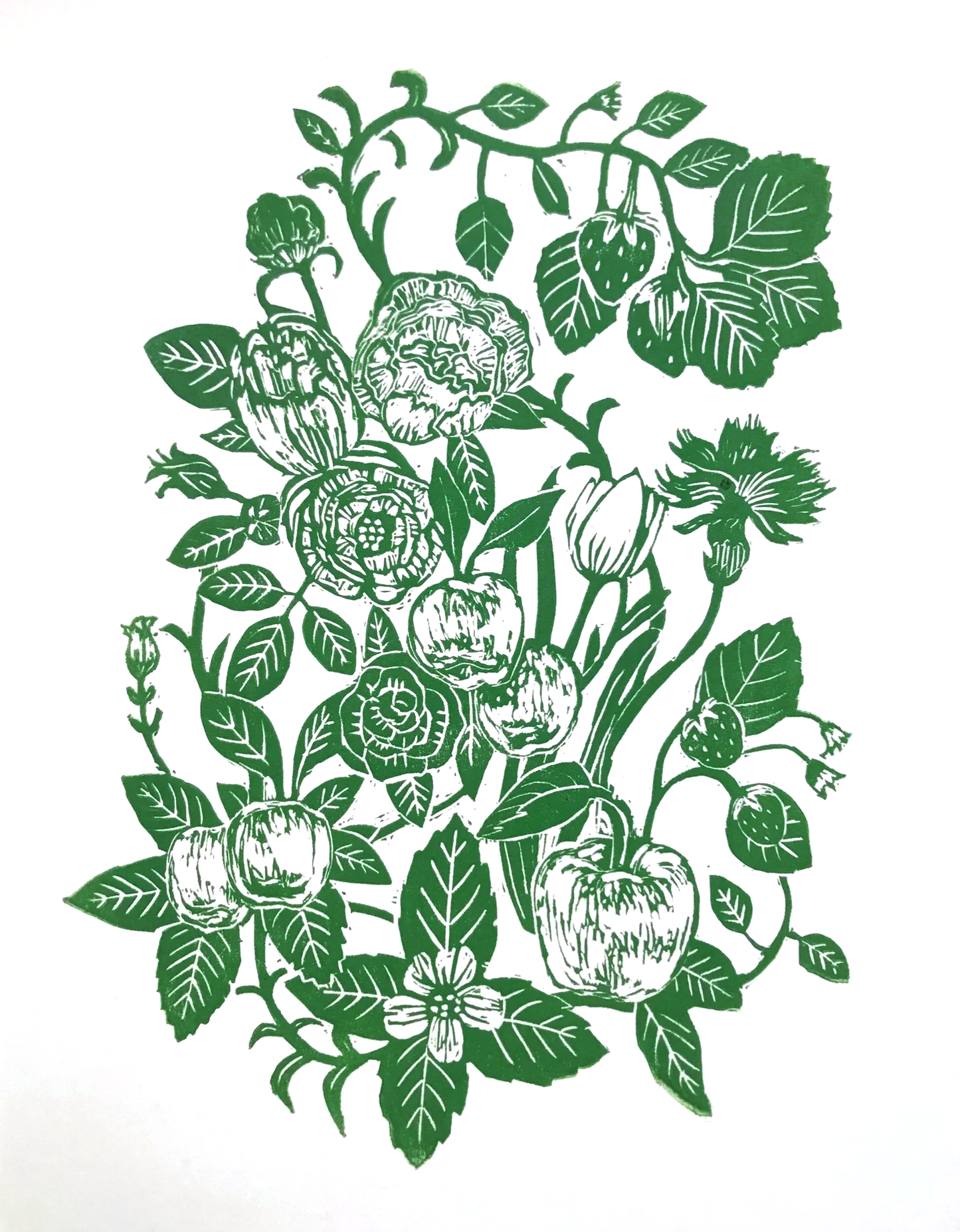 Bear Fruit - linocut Print by Kelsi Cross