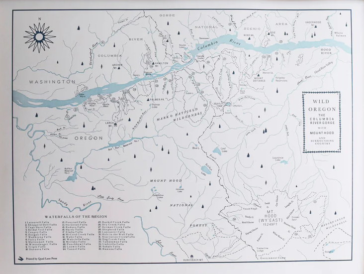 Wild Oregon - Columbia River Gorge and Mt Hood Print by Quail Lane Press