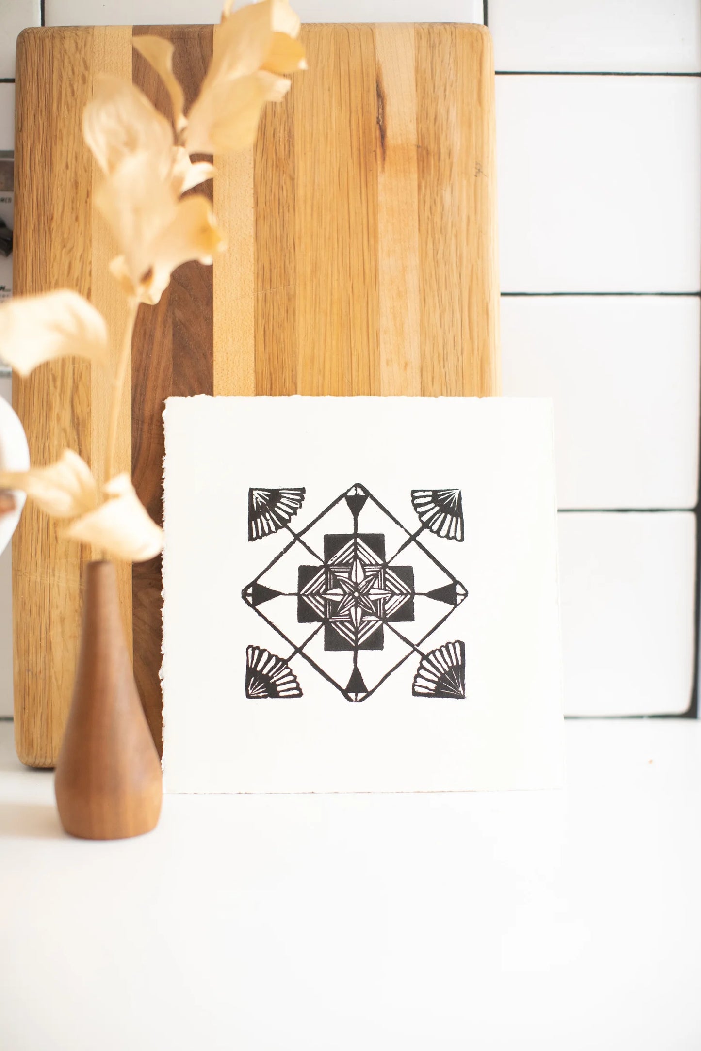 Geometric - linocut Print by Kelsi Cross