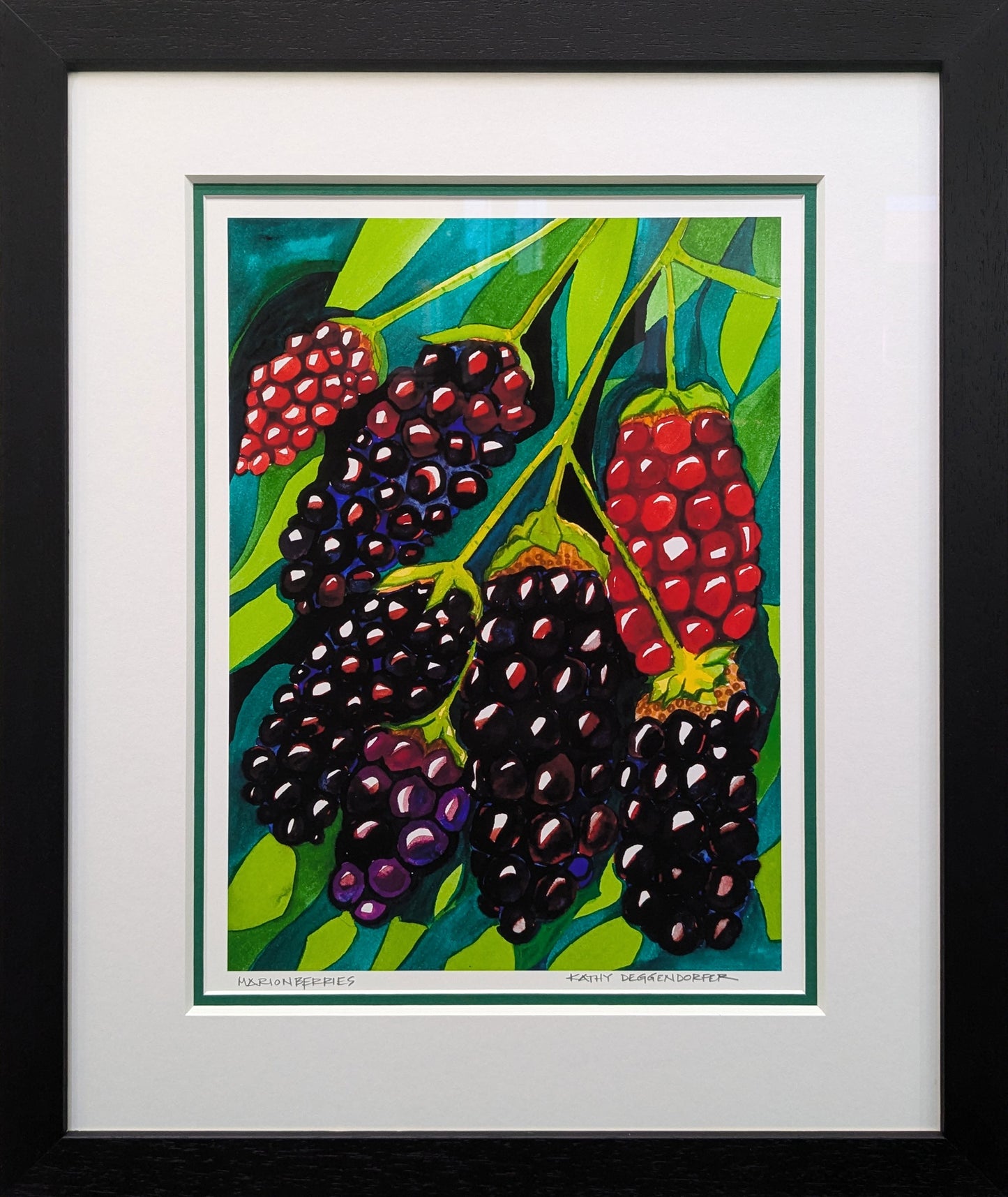 Framed - Marionberries Print by Kathy Deggendorfer