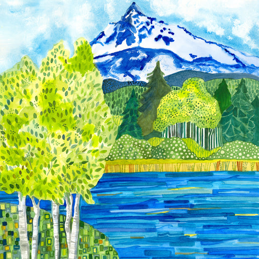 Mt Washington and Five Aspens Print by Kathy Deggendorfer