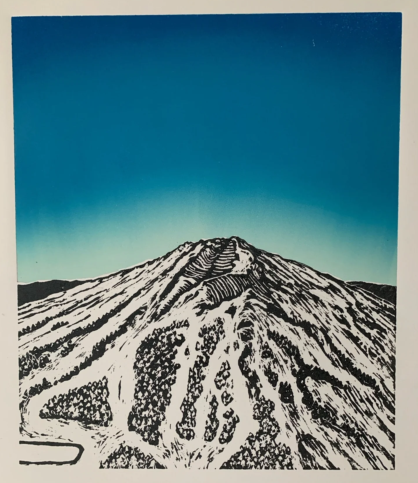 Mt Bachelor - Woodblock Print by Kelsi Cross