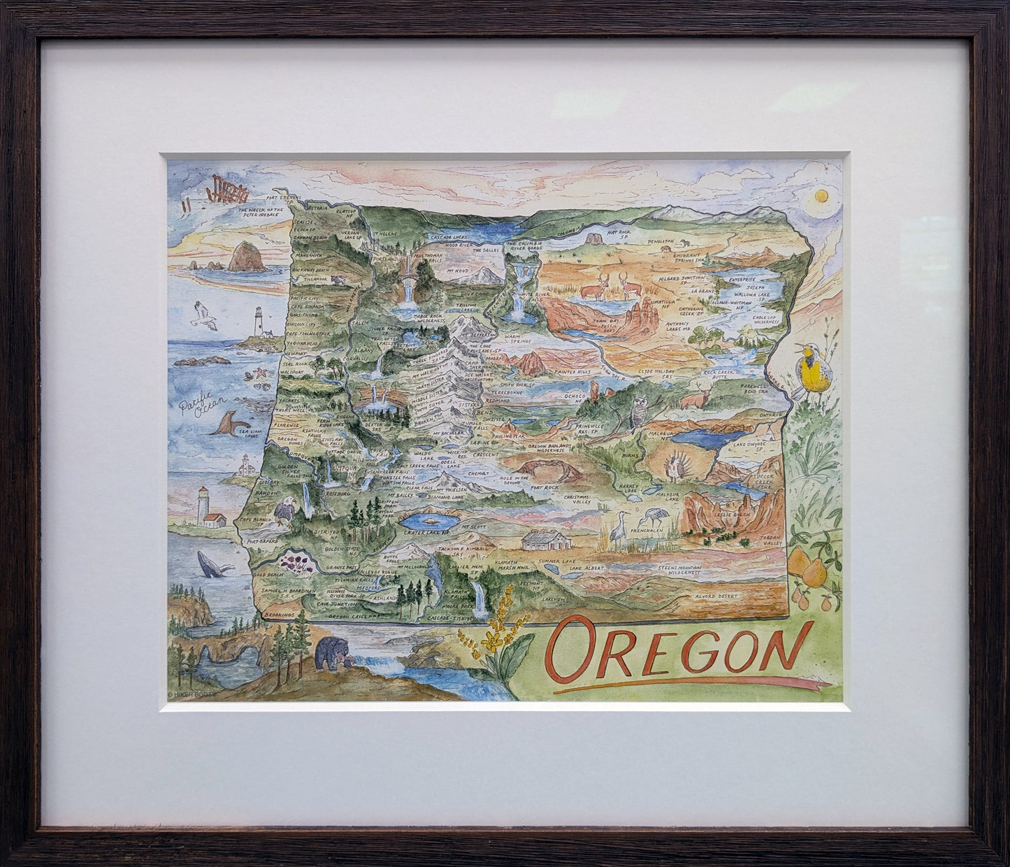 Framed - Oregon Map (2024) 11x14 by Hikerbooty
