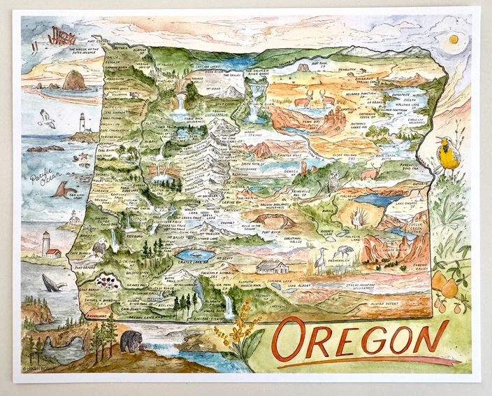 Oregon Map (2024) Magnet by Hikerbooty