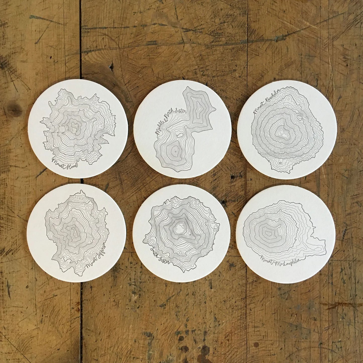 Oregon Topographic Map Letterpress Coasters by Green Bird Press