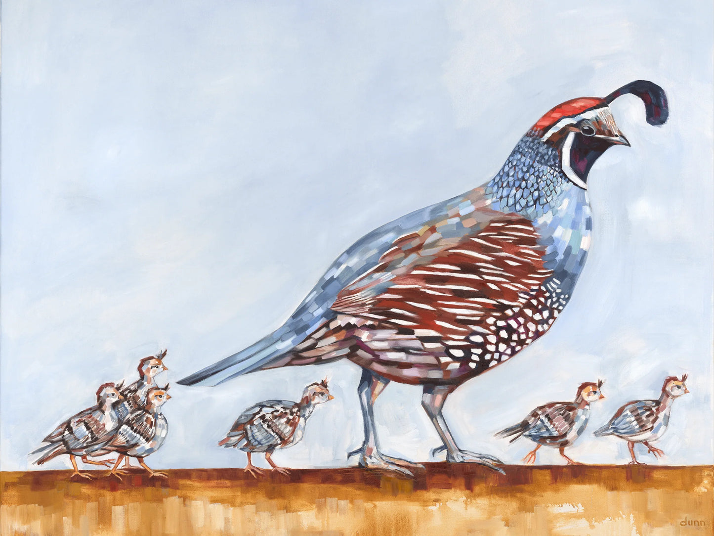 Quail Family (Light Background) by Sheila Dunn