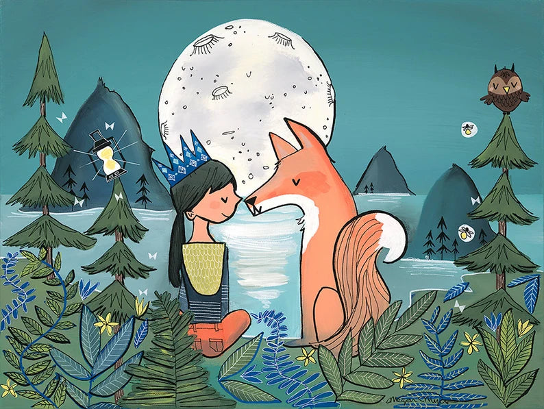 Fox and Crown Girl "Rulers of the slender pines" #7 Print by Megan Marie Myers