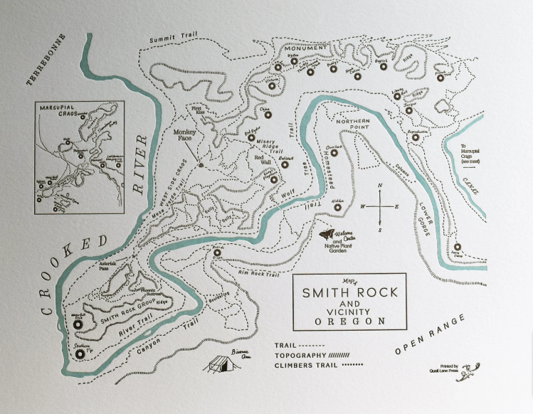 Smith Rock Map by Quail Lane Press