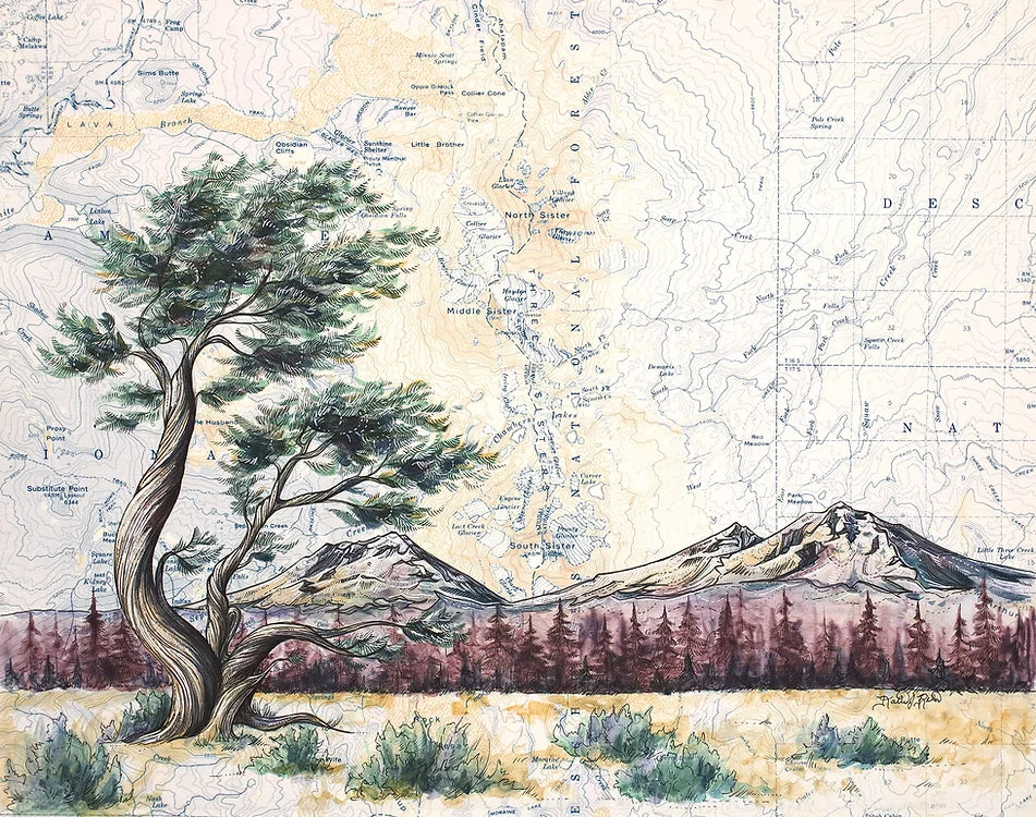 Three Sisters Dusk Print by Katie Jeanne Reim / Final Switchback