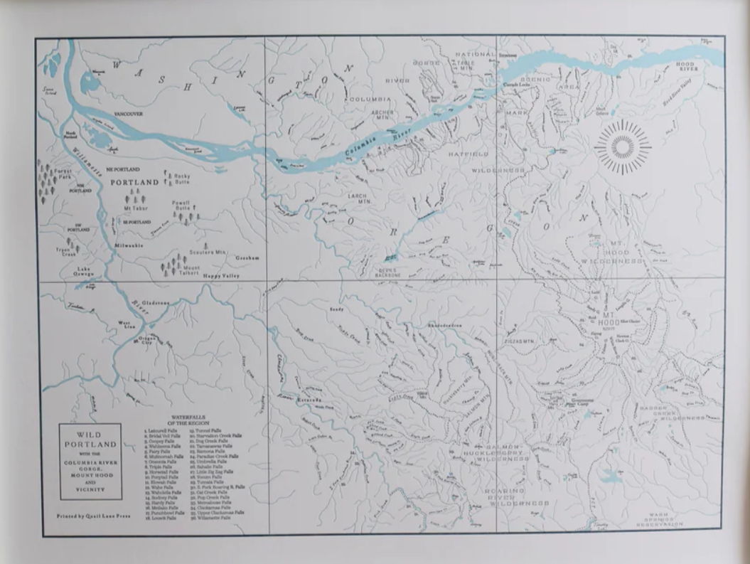 Wild Portland, The Columbia, Mt Hood Print by Quail Lane Press