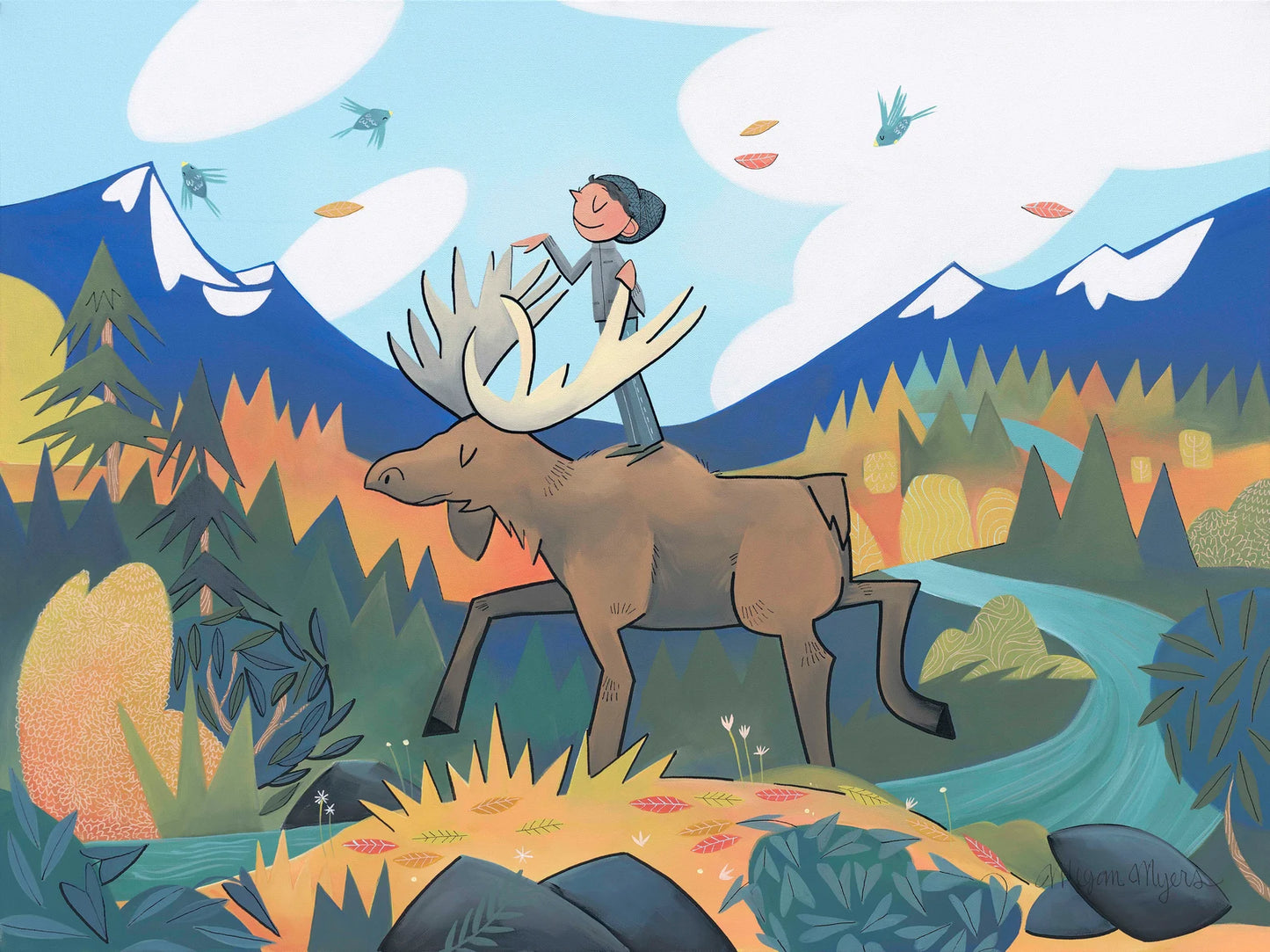 Moose Ride #95 Print by Megan Marie Myers