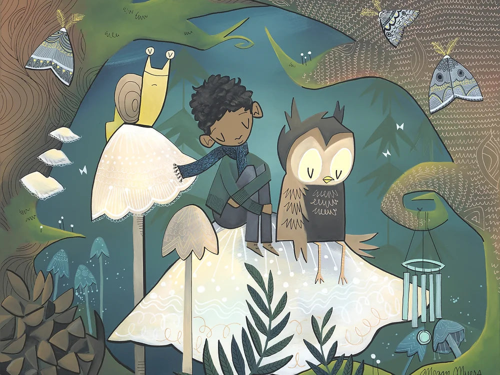 Owl Mushroom - Night companions #72 by Megan Marie Myers