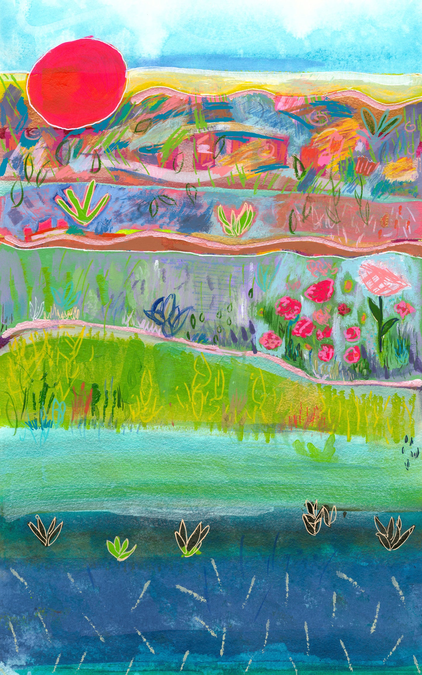 Pink Sun Print by Jennifer O'Reilly