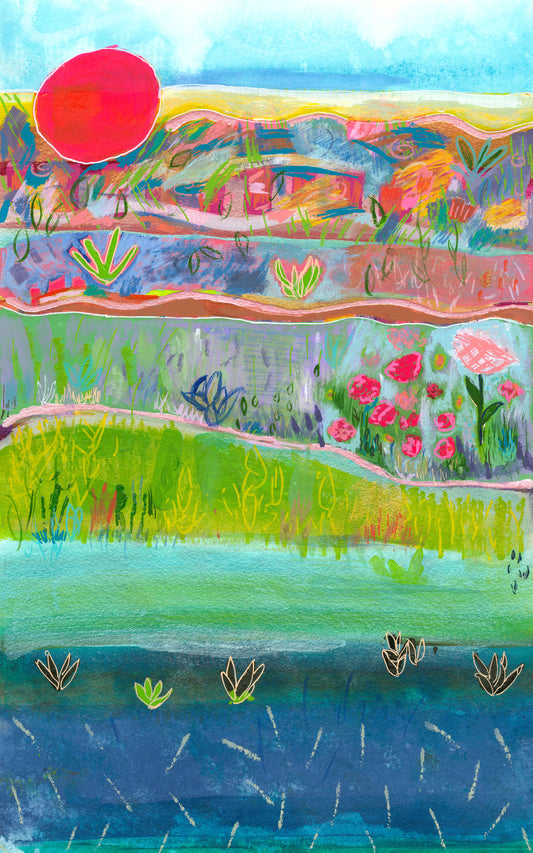 Pink Sun Print by Jennifer O'Reilly