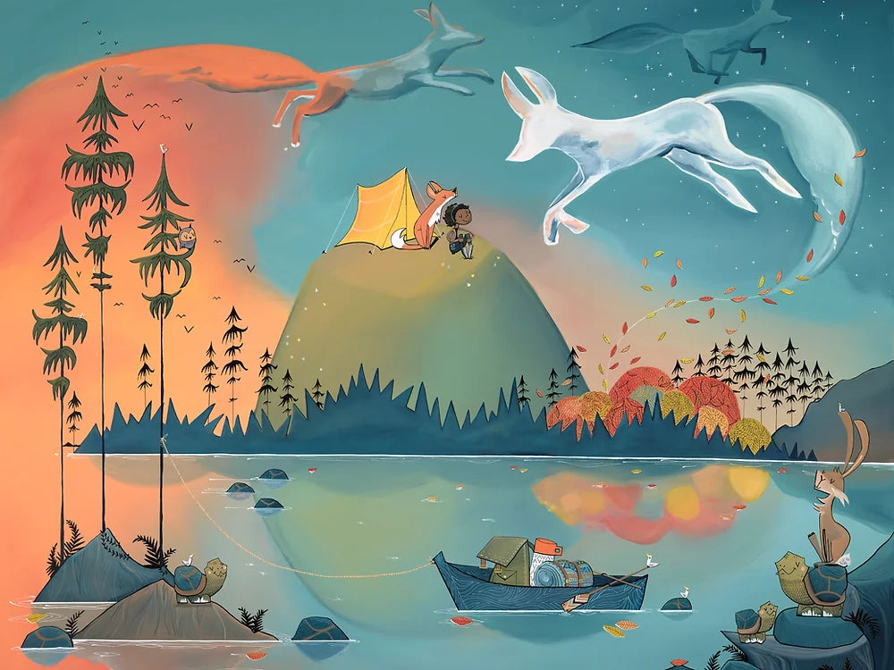 Summer camping with Smoke Foxes at Sunset #36 Print by Megan Marie Myers