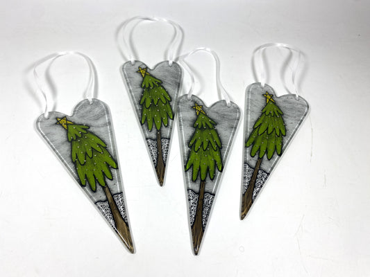 Heart/Tree Ornament fused glass suncatcher by Silly Dog Art Glass