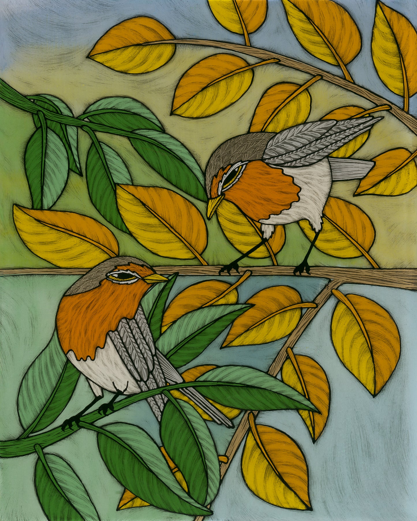 Robin Talk print by Cheryl Chapman | Silly Dog Art Glass (Copy)