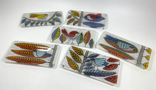 3x6 tray Feather Series by Silly Dog Art Glass