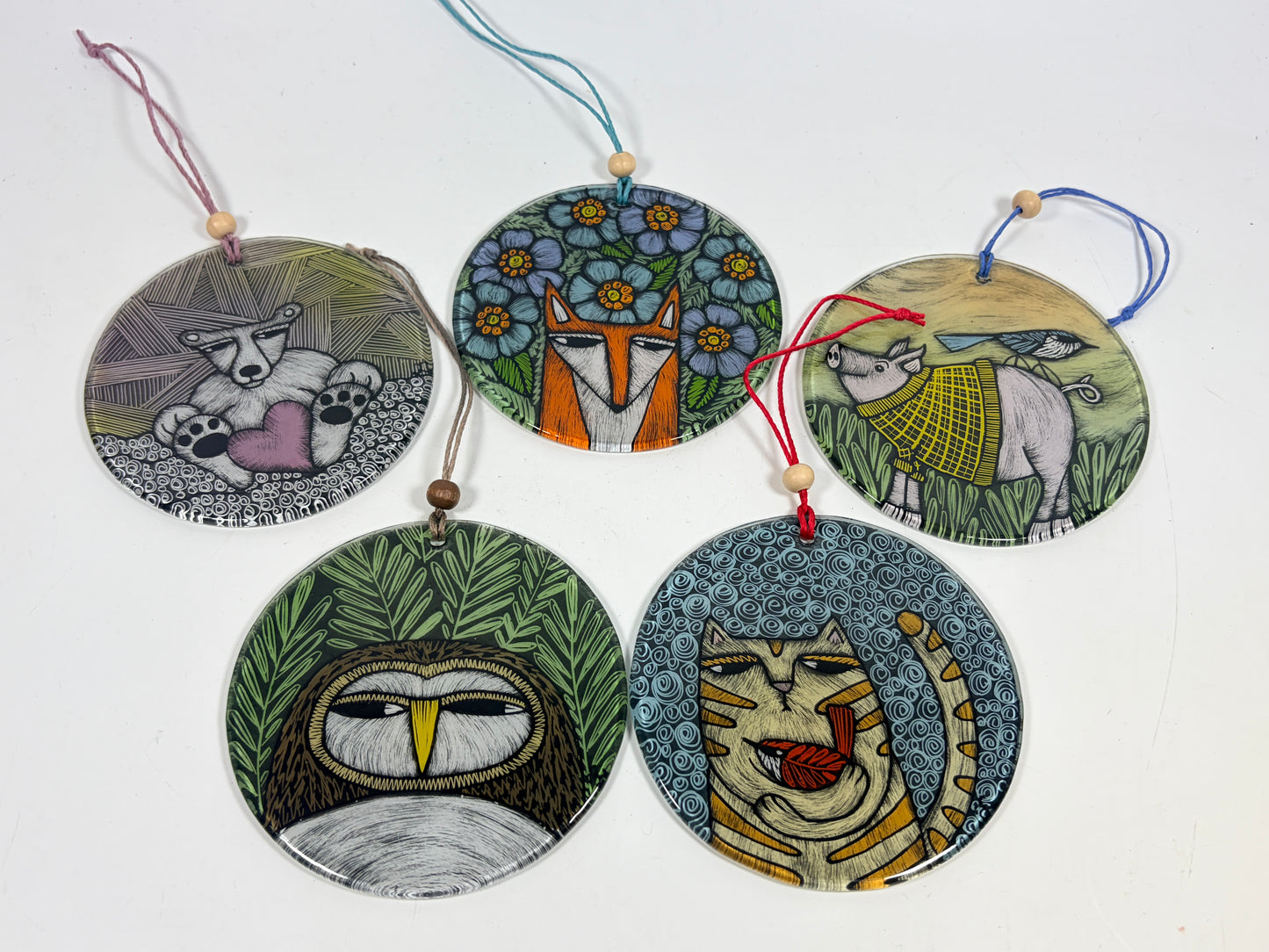 3 1/2 inch fused glass suncatcher by Silly Dog Art Glass