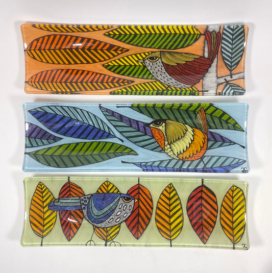 4x12 tray Feather Series by Silly Dog Art Glass