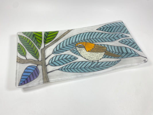 6x12 tray Feather Series by Silly Dog Art Glass