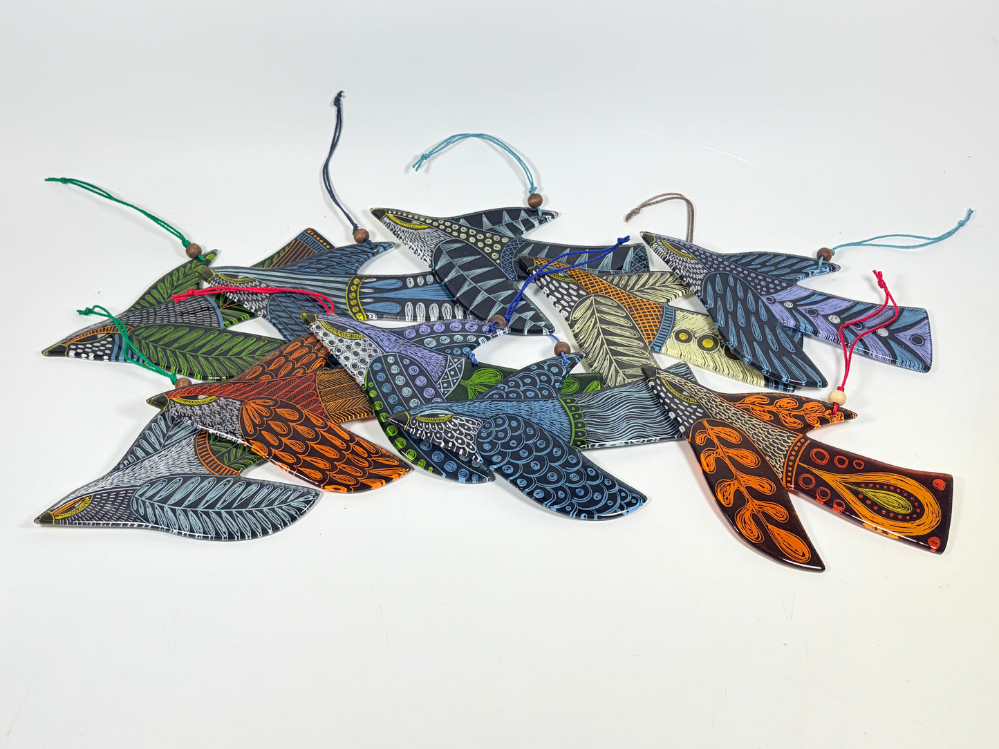 Mini Bird Ornament fused glass suncatcher by Silly Dog Art Glass