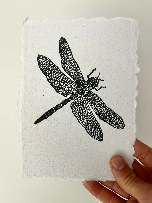 Dragonfly - linocut Print by Kelsi Cross