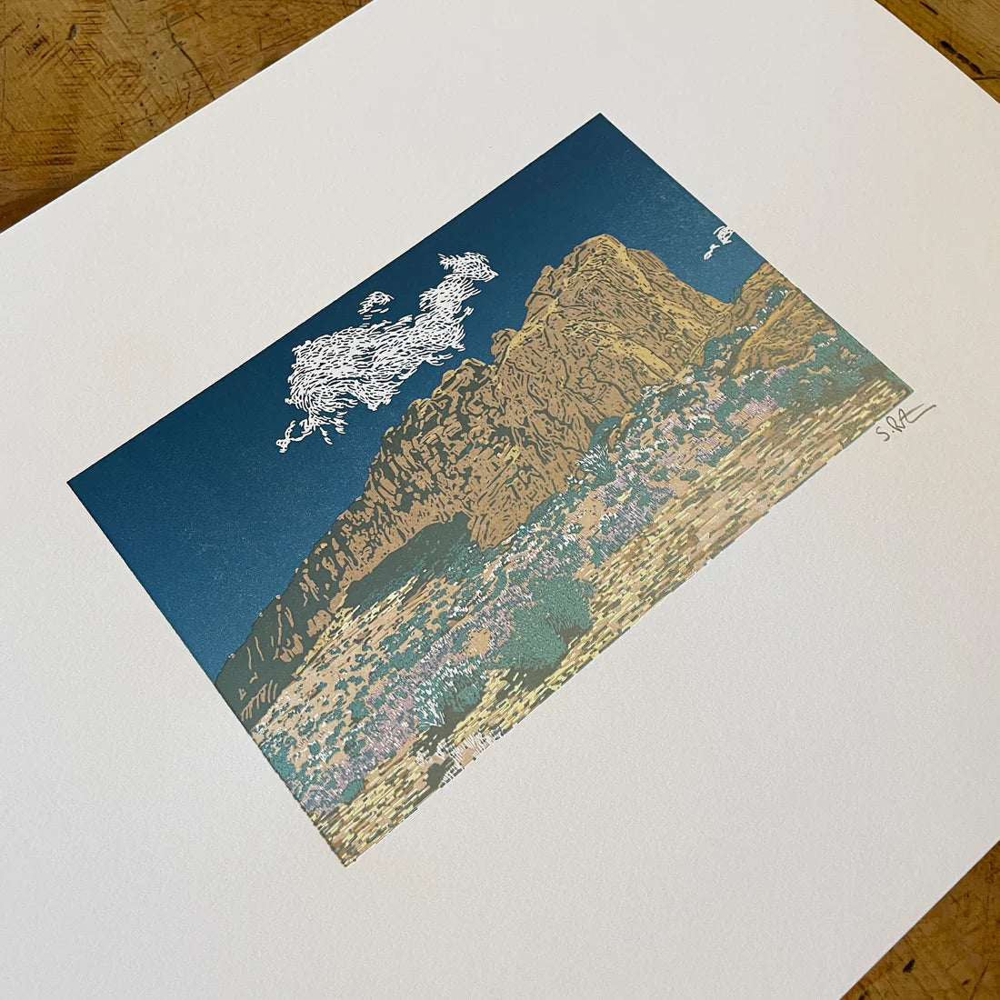 Fort Rock Letterpress Print by Green Bird Press