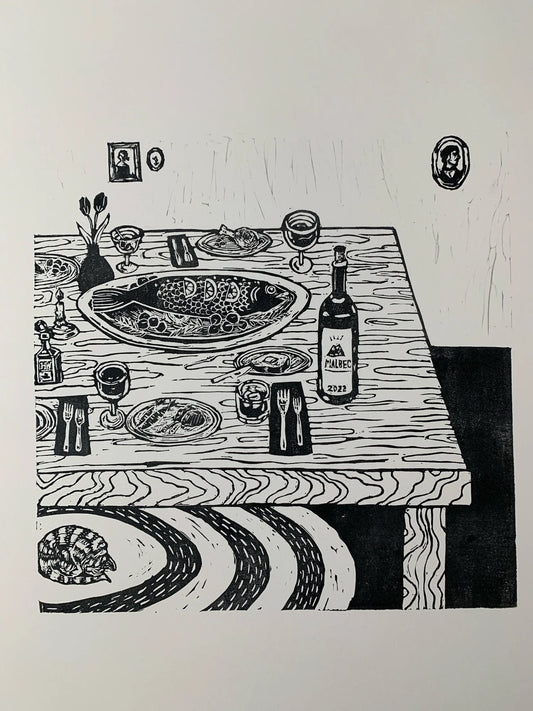 Gathering - linocut Print by Kelsi Cross