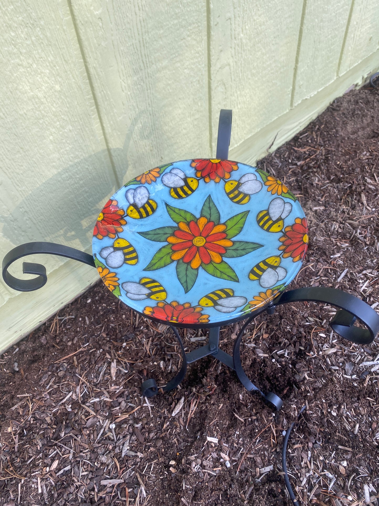 14" Bird/Bee/Butterfly Bath by Silly Dog Art Glass - Special Order