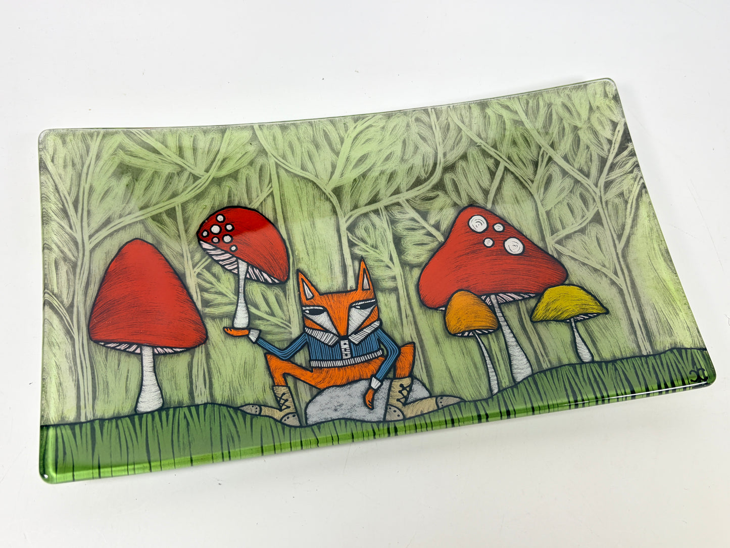 5x9 tray by Silly Dog Art Glass