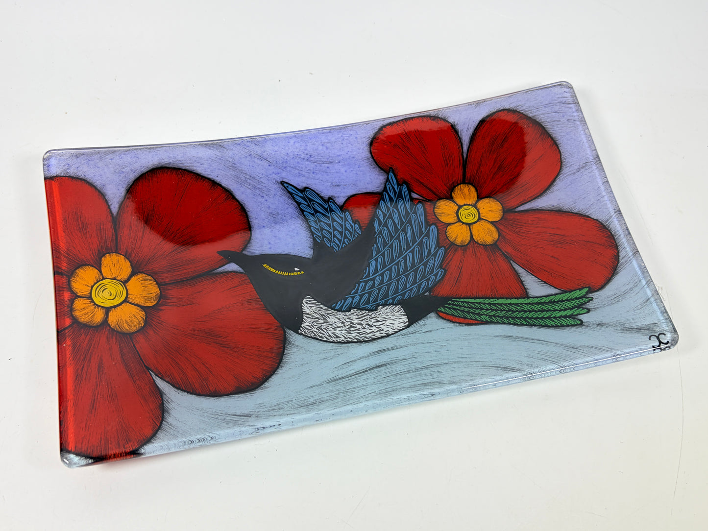 5x9 tray by Silly Dog Art Glass