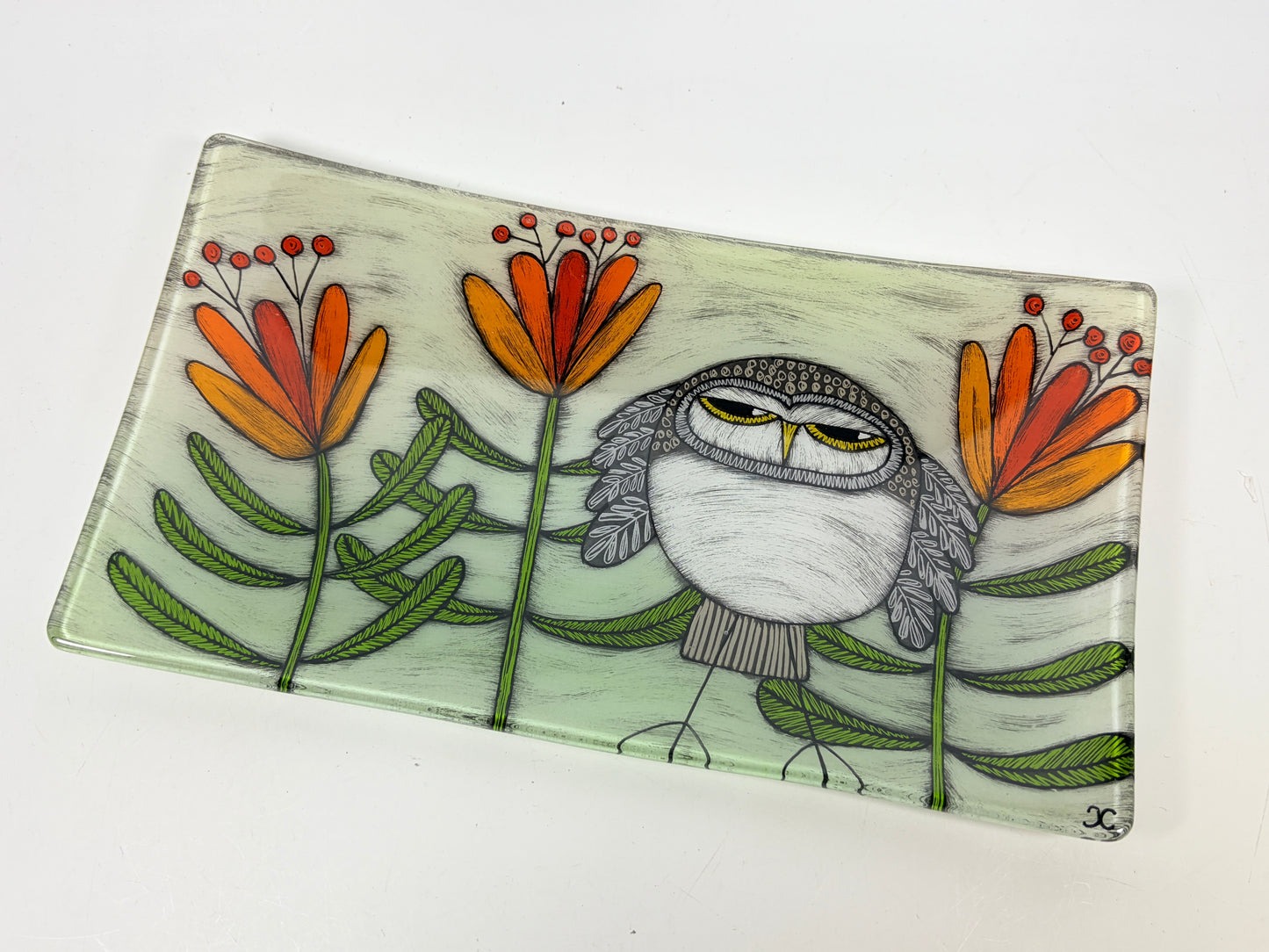 5x9 tray by Silly Dog Art Glass