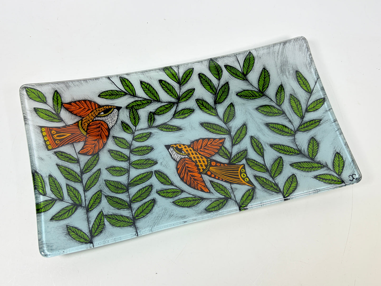 5x9 tray by Silly Dog Art Glass