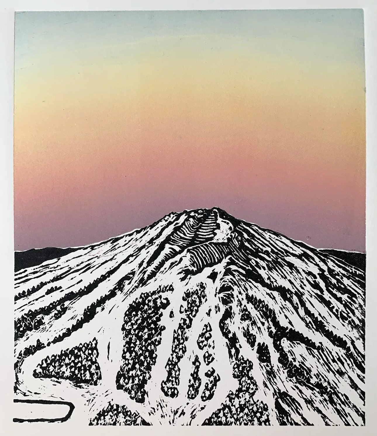 Mt Bachelor - Woodblock Print by Kelsi Cross