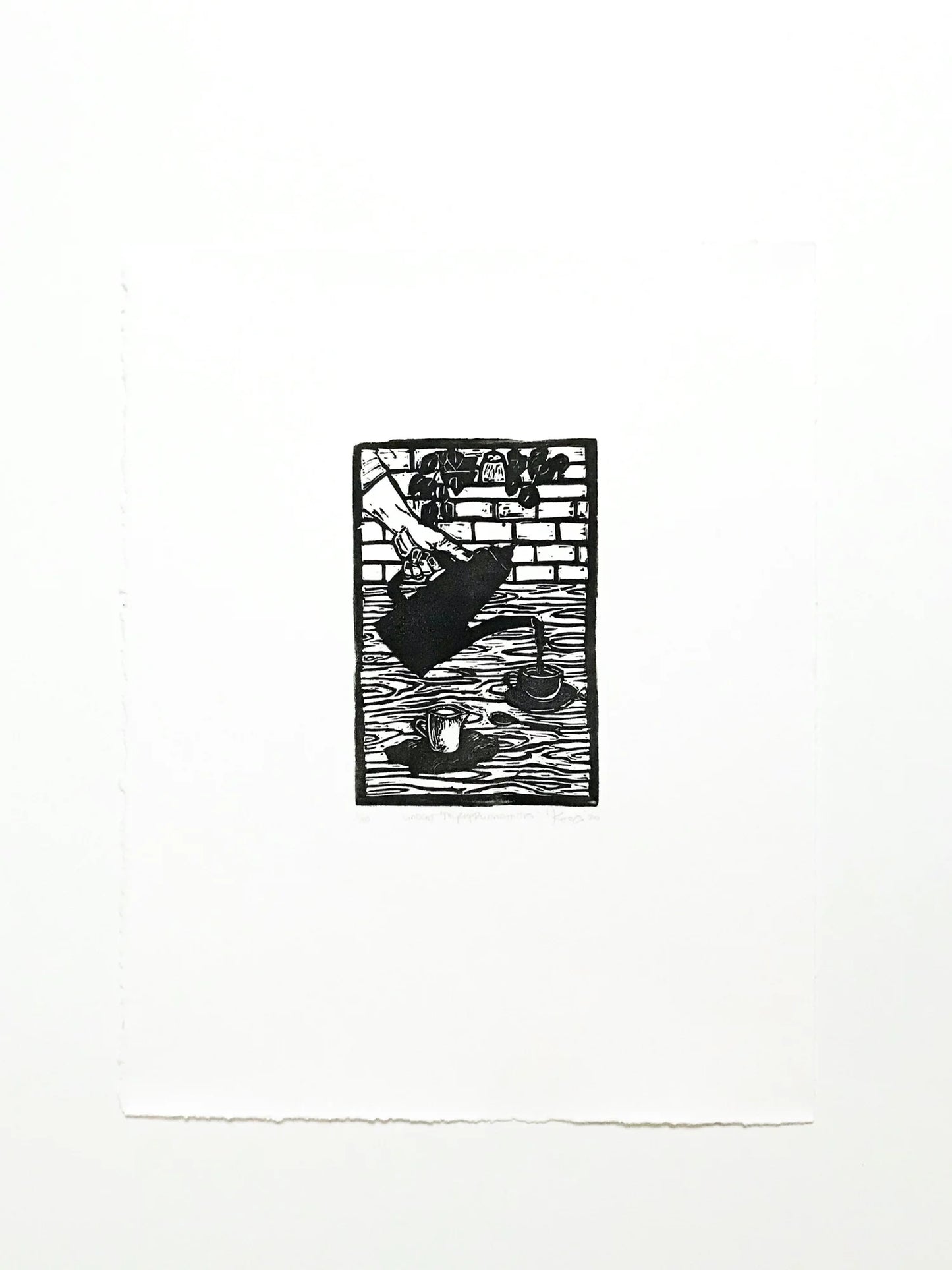 My Cup Runneth Over  - linocut Print by Kelsi Cross