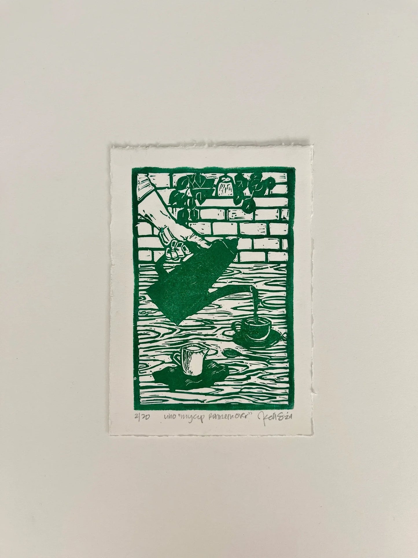 My Cup Runneth Over  - linocut Print by Kelsi Cross