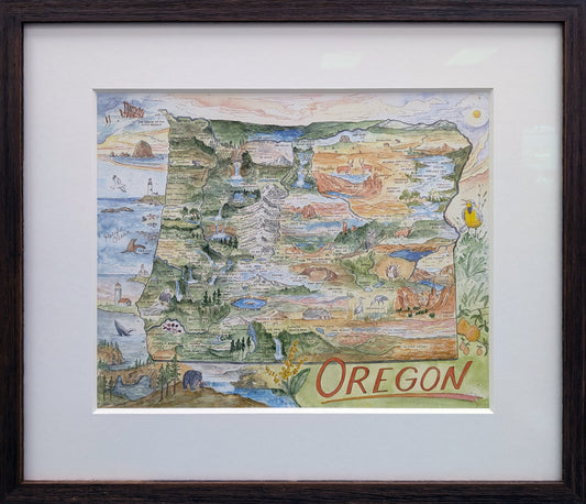 Framed - Oregon Map (2024) 11x14 by Hikerbooty