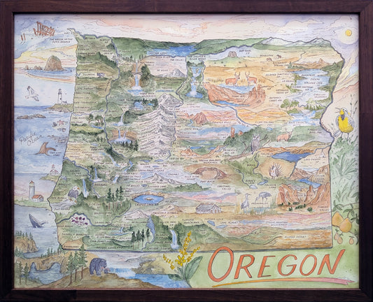 Framed - Oregon Map (2024) 16x20 by Hikerbooty