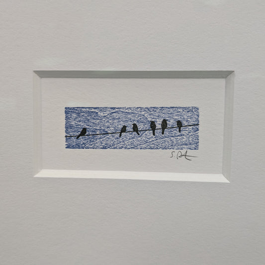 Framed - Birds on a Wire Letterpress Print by Green Bird Press