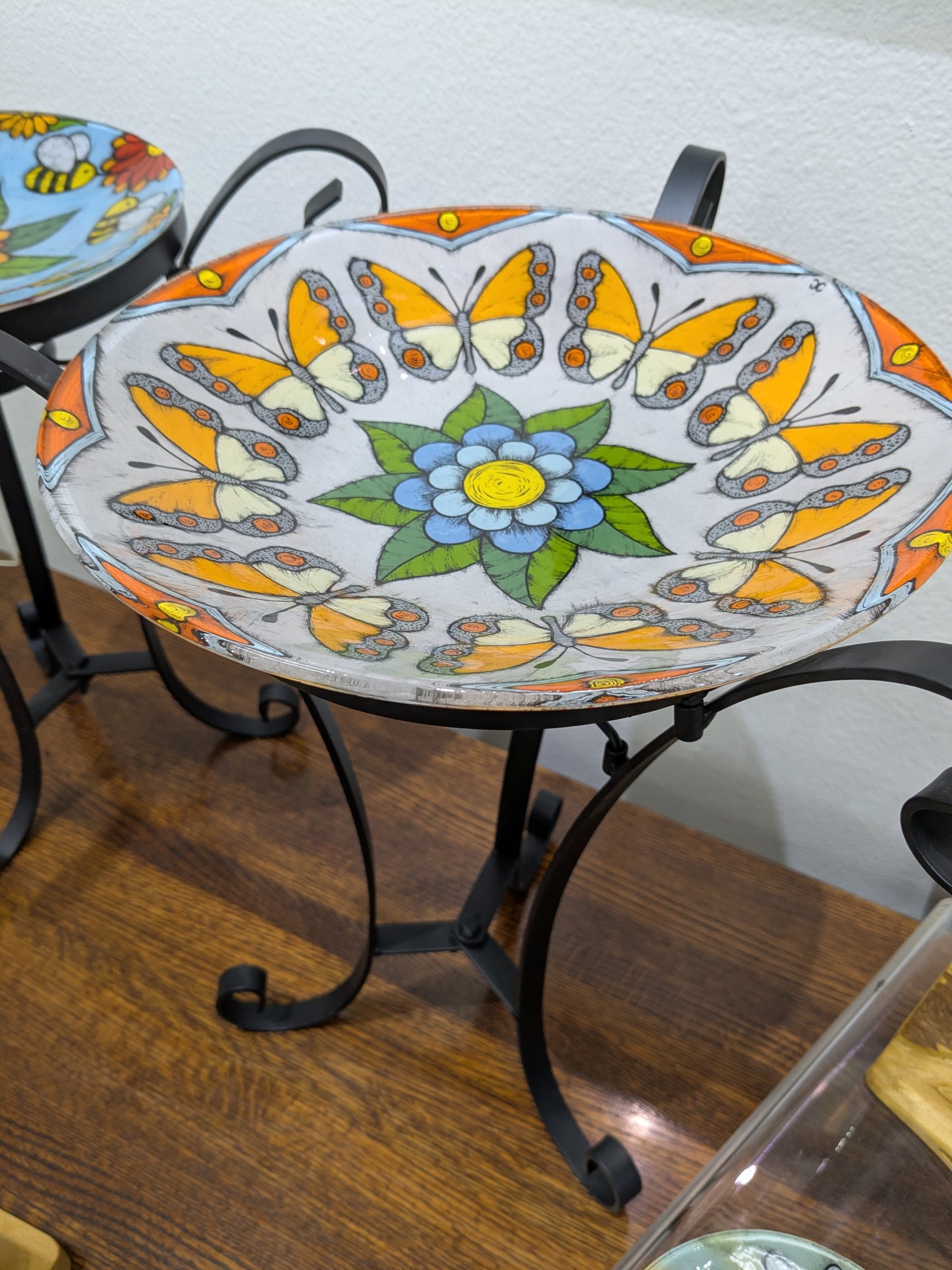 14" Bird/Bee/Butterfly Bath by Silly Dog Art Glass - Special Order