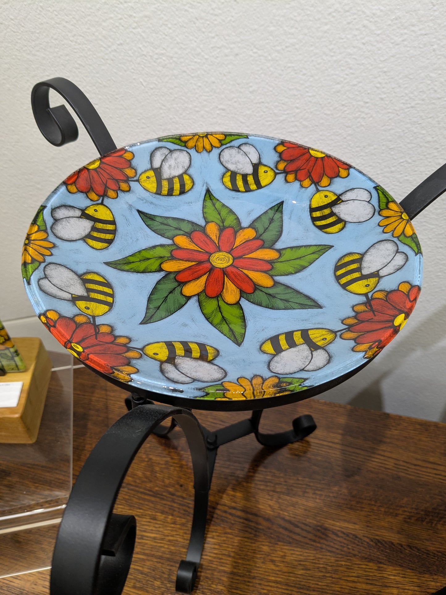 14" Bird/Bee/Butterfly Bath by Silly Dog Art Glass - Special Order