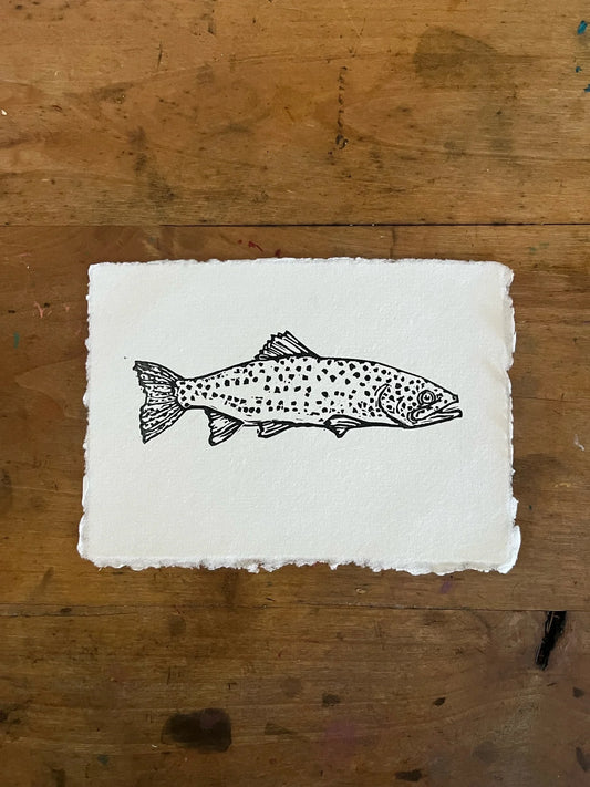 Rainbow Trout - linocut Print by Kelsi Cross