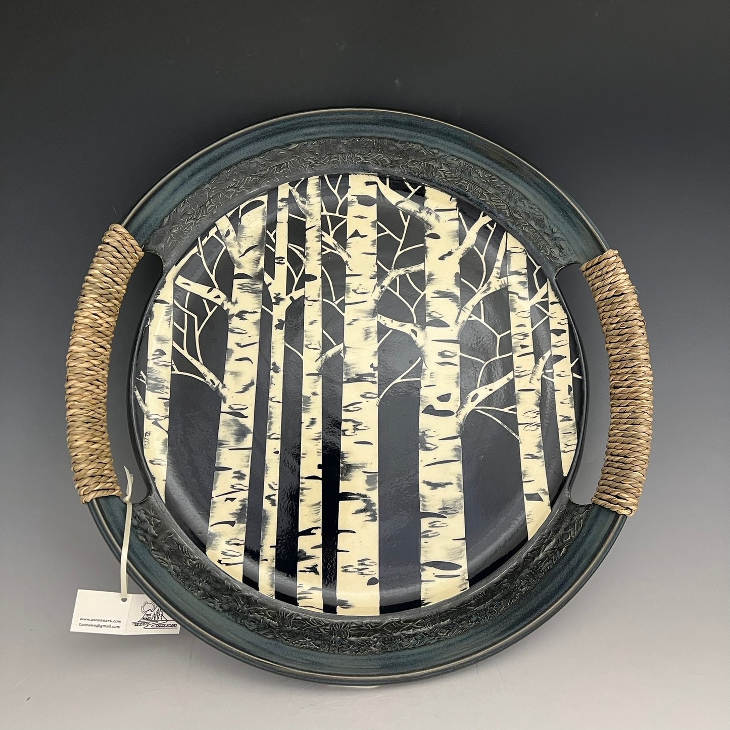Ceramic Sea Grass Handled Tray by Muddy Creek Studio