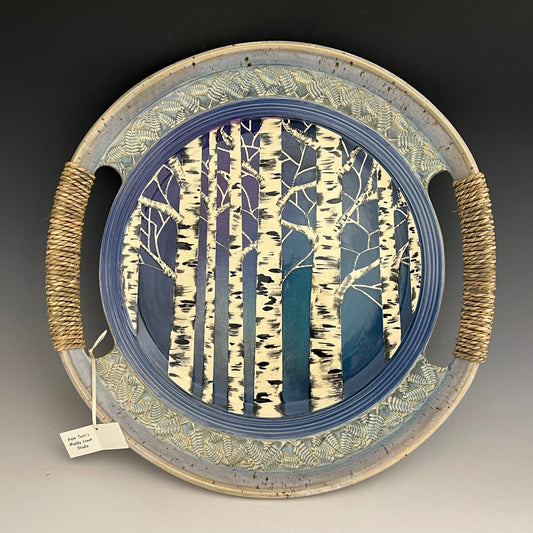 Ceramic Sea Grass Handled Tray by Muddy Creek Studio