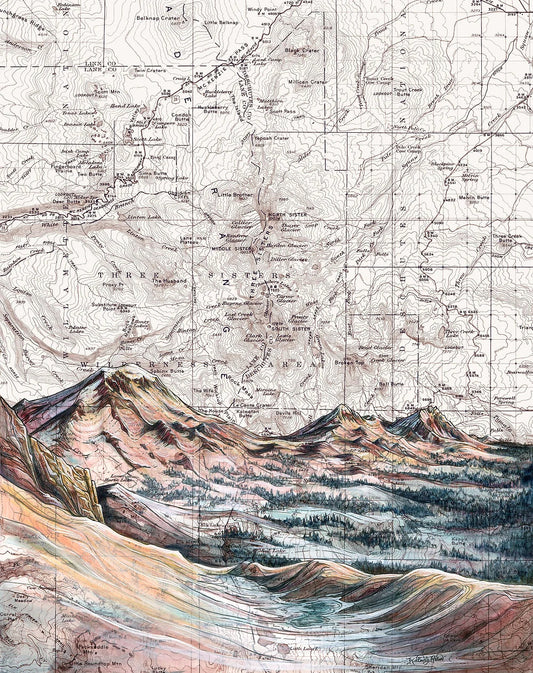 Three Sisters Alpenglow Print by Katie Jeanne Reim / Final Switchback