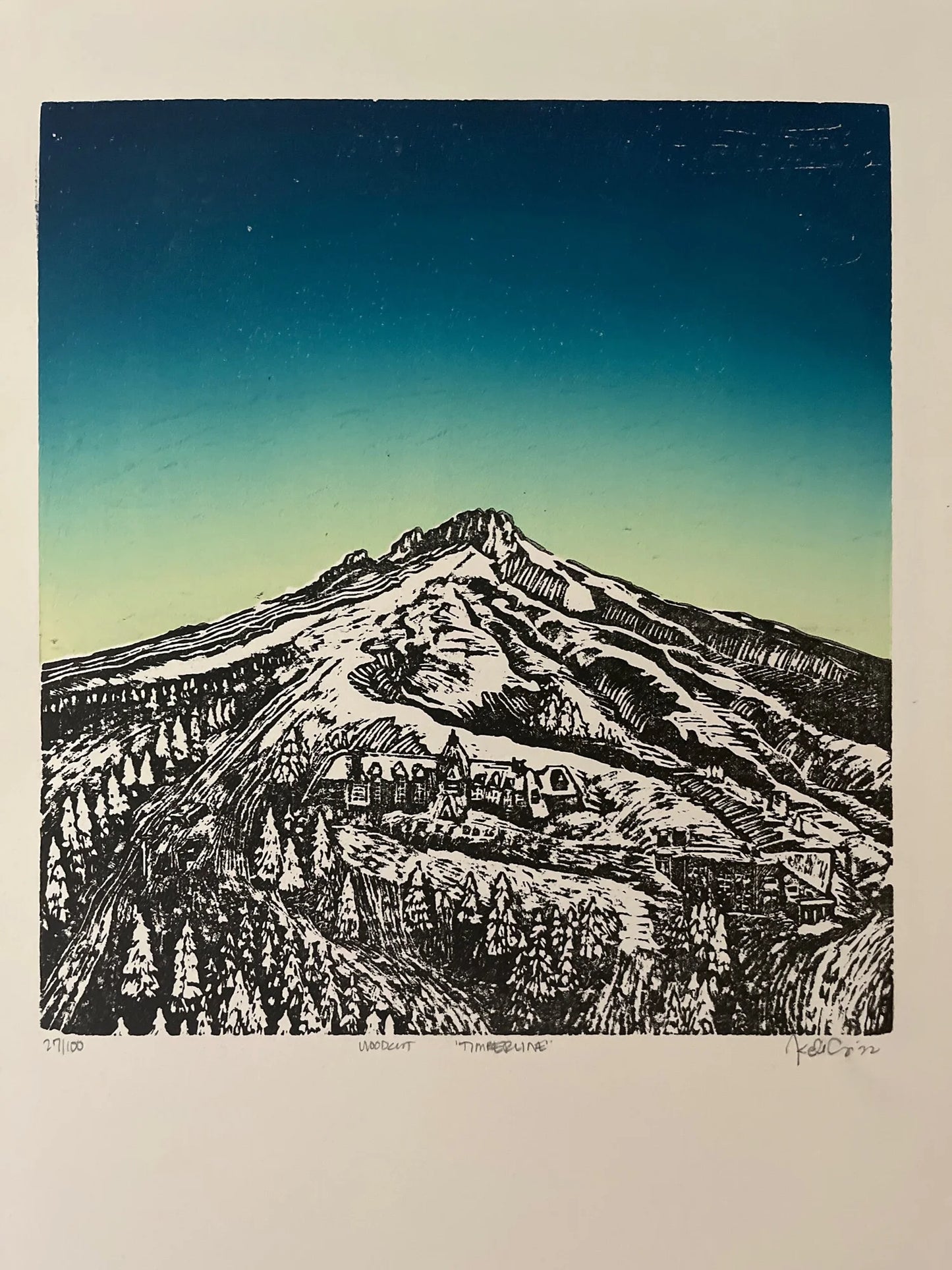 Timberline - Woodcut Print by Kelsi Cross