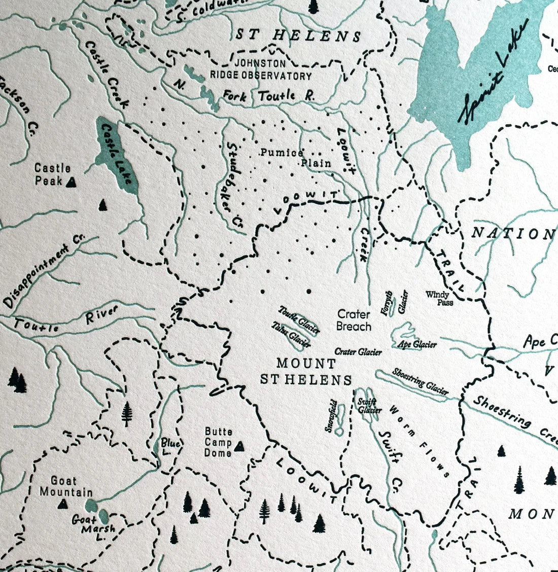 Mt Saint Helens Map by Quail Lane Press