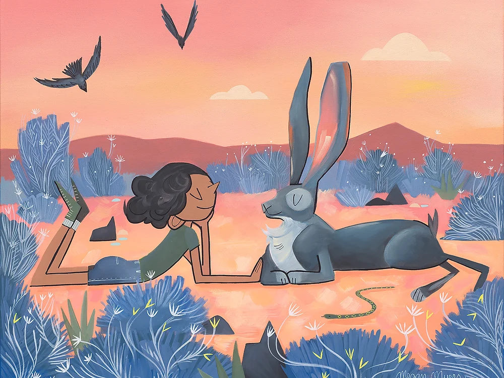 Sunset Hare- "We lie on the desert floor" #83 Print by Megan Marie Myers